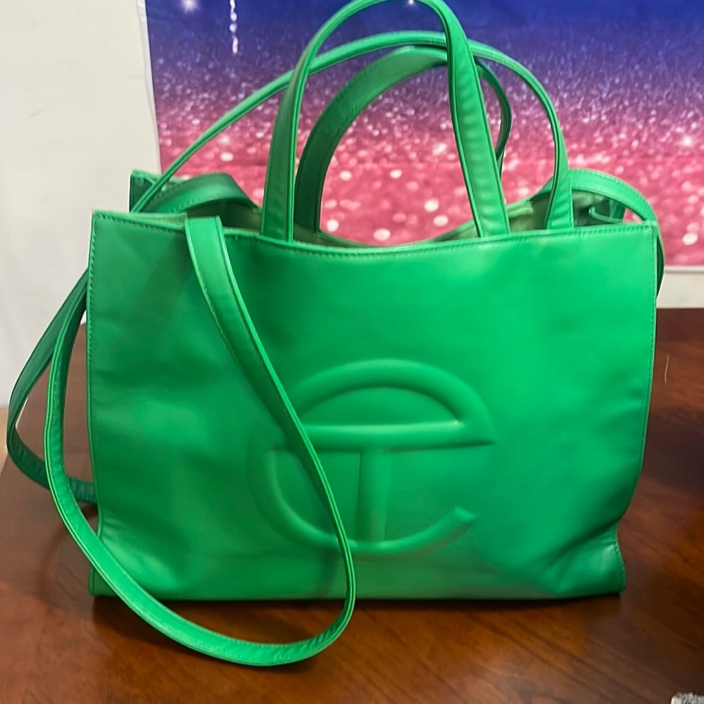Green Telfar tote bag